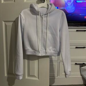 Brand new worn once size small white crop hooded sweatshirt